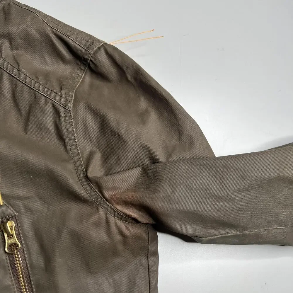 J.Crew Jacket Mens‎ Small Brown Hooded Parka Full Zip Lined Pockets Casual